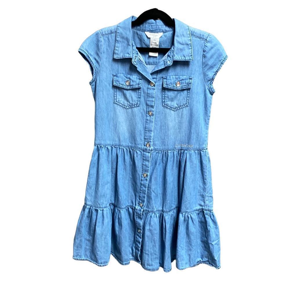 Bebe Girls Shirt Sleeve Denim Dress Size Large